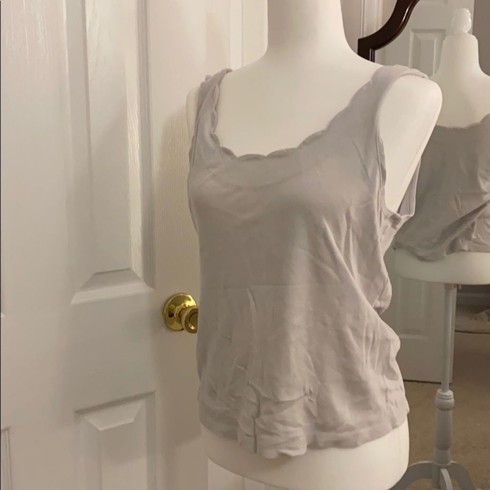 Jcrew gray tank top with scalloped detail size m